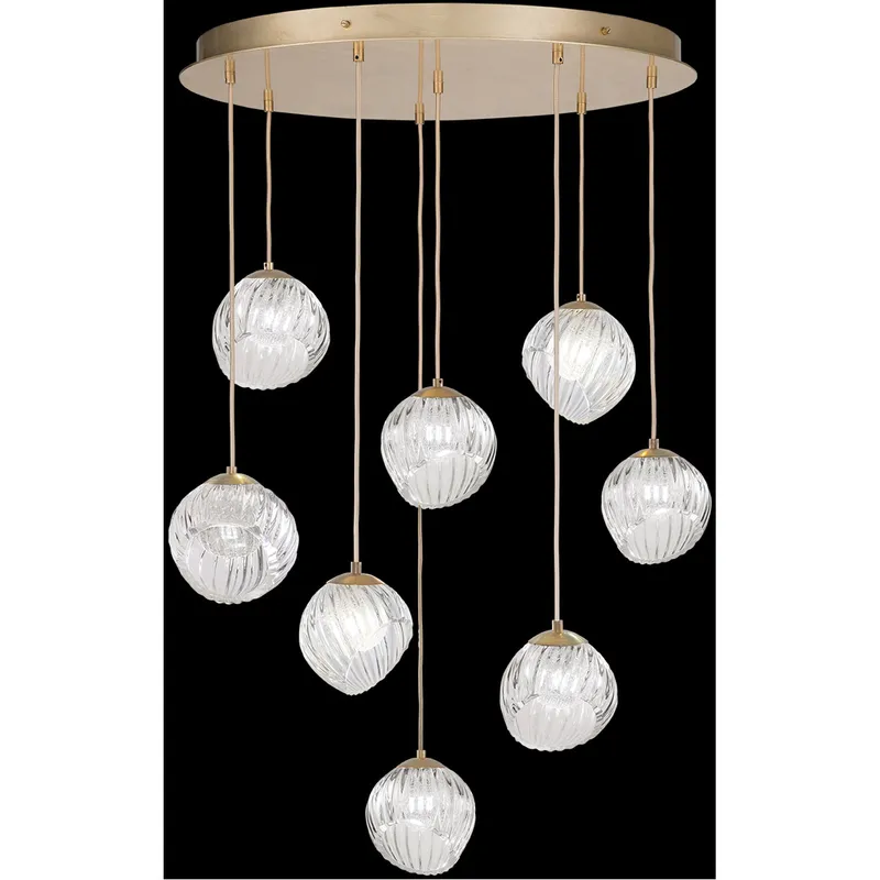 Nest Pendant Ceiling Light in Gold, Clear Studio Glass
