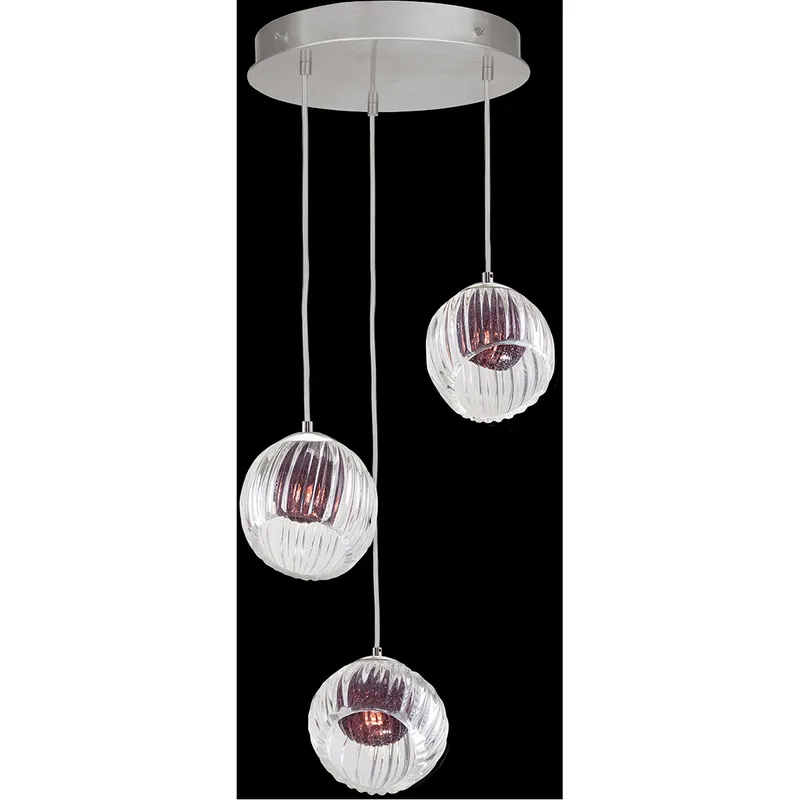 Nest Pendant Ceiling Light in Silver, Amethyst Studio Glass