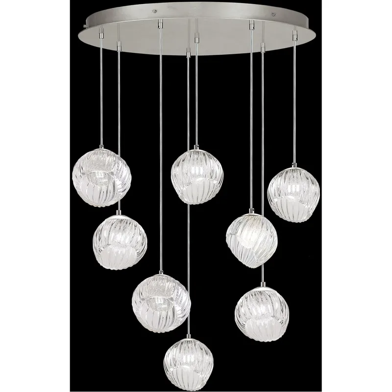 Nest Pendant Ceiling Light in Silver, Clear Studio Glass