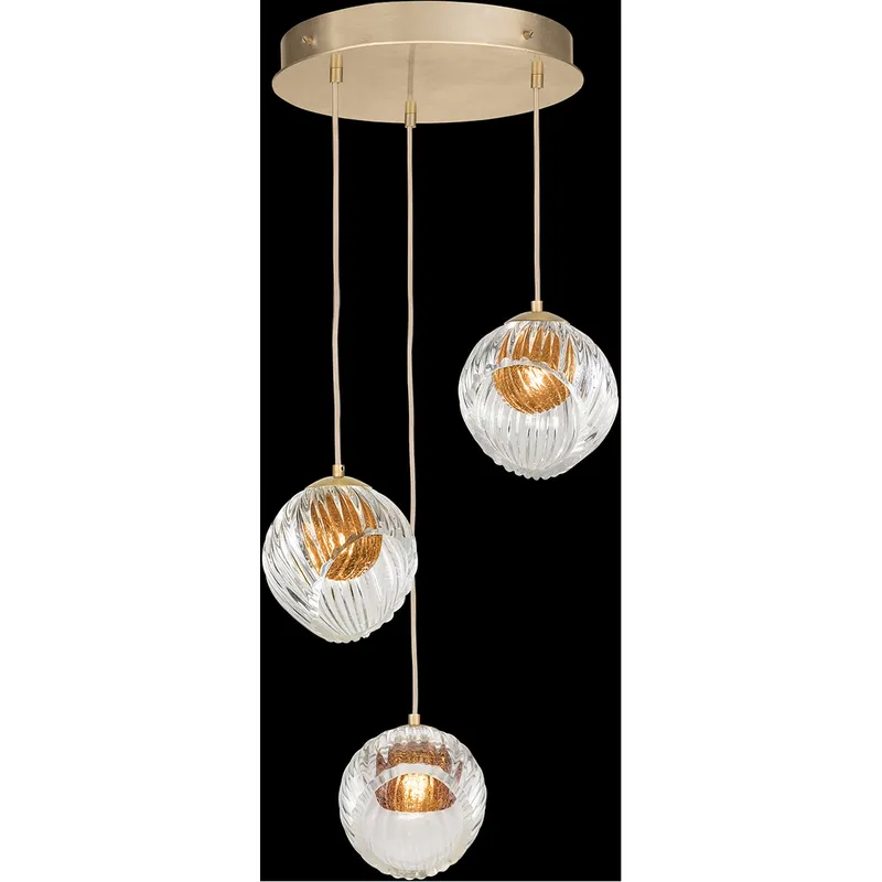 Nest Pendant Ceiling Light in Gold, Amber Studio Glass