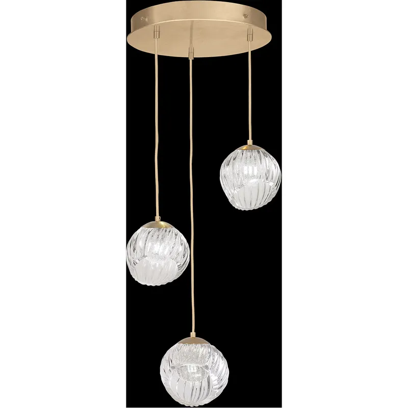 Nest Pendant Ceiling Light in Gold, Clear Studio Glass