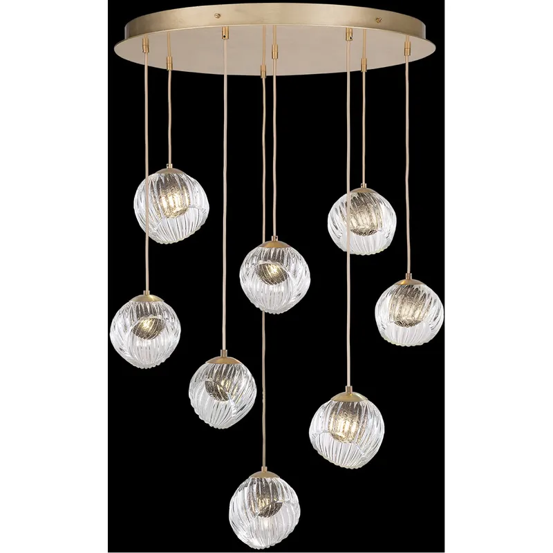Nest Pendant Ceiling Light in Gold, Smokey Quartz Studio Glass