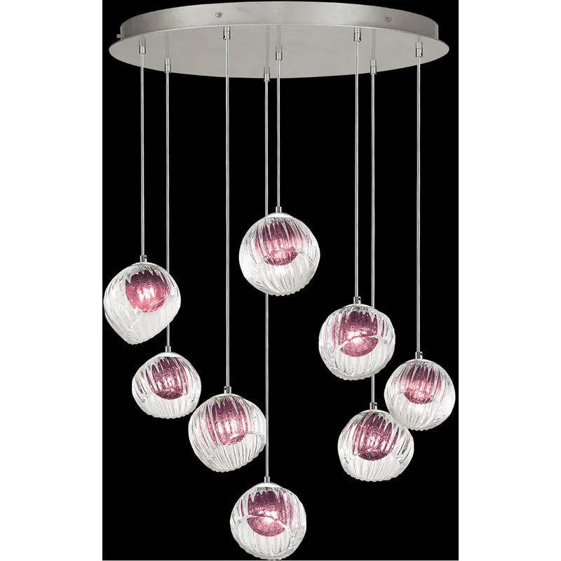 Nest Pendant Ceiling Light in Silver, Amethyst Studio Glass