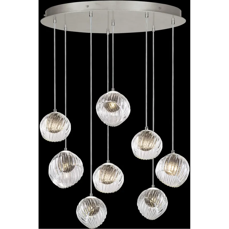 Nest Pendant Ceiling Light in Silver, Smokey Quartz Studio Glass