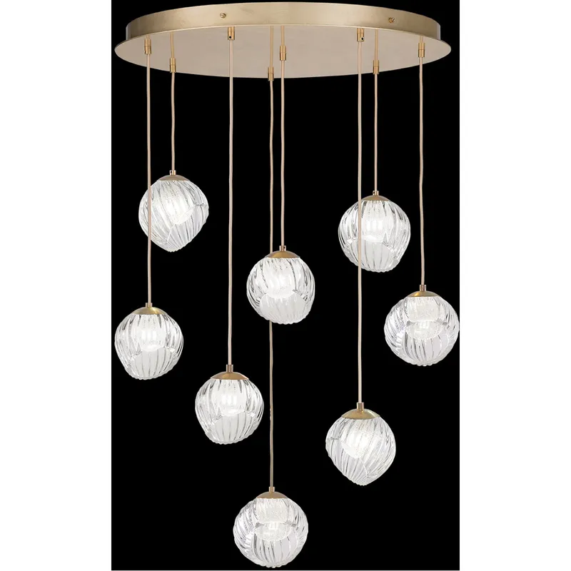 Nest Pendant Ceiling Light in Gold, White Studio Glass