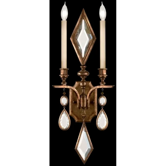 Encased Gems Sconce Wall Light in Bronze, Clear Crystal