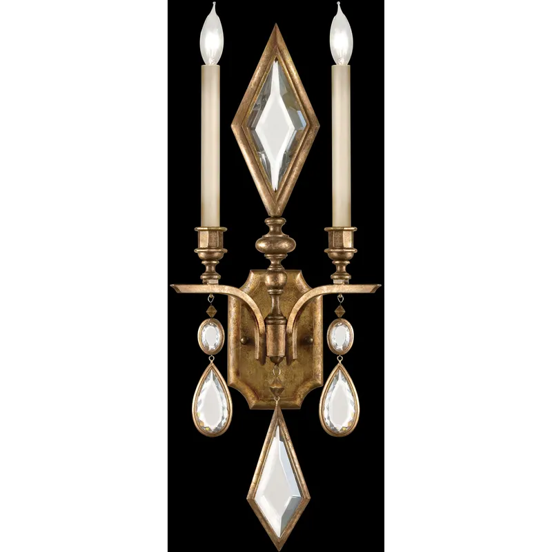 Encased Gems Sconce Wall Light in Gold, Clear Crystal