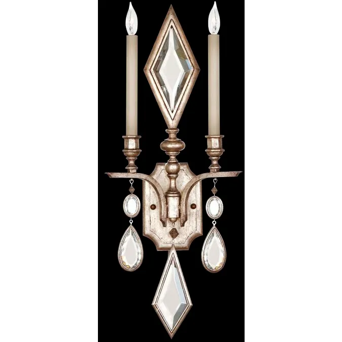 Encased Gems Sconce Wall Light in Silver, Clear Crystal