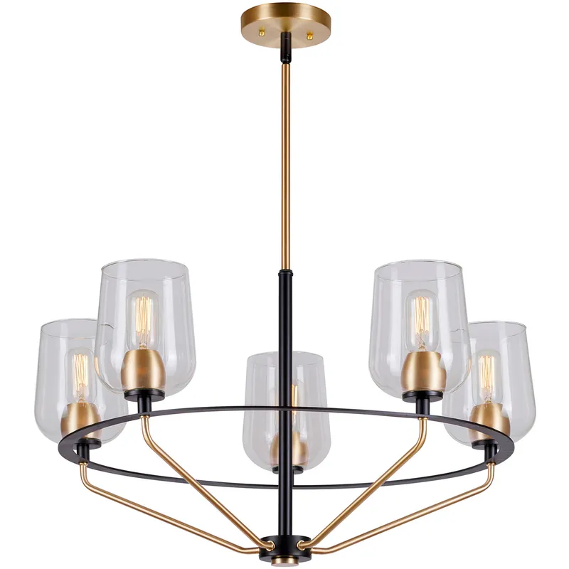 Palmer 5 Light 28.75 inch Black and Soft Gold Chandelier Ceiling Light