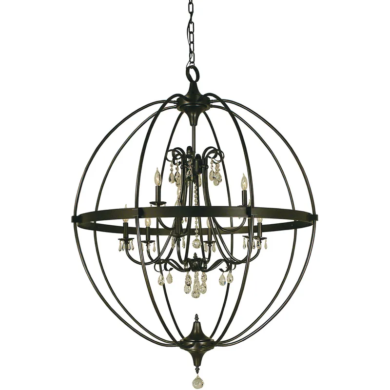 Compass 9 Light 40 inch Brushed Nickel Foyer Chandelier Ceiling Light