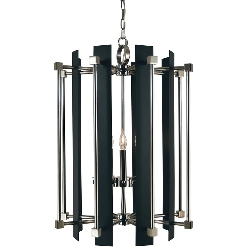 Louvre 5 Light 20 inch Antique Brass with Matte Black Foyer Chandelier Ceiling Light in Antique Brass/Matte Black