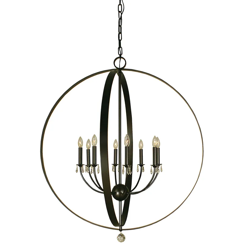 Etoile 8 Light 36 inch Mahogany Bronze with Antique Brass Foyer Chandelier Ceiling Light in Mahogany Bronze/Antique Brass