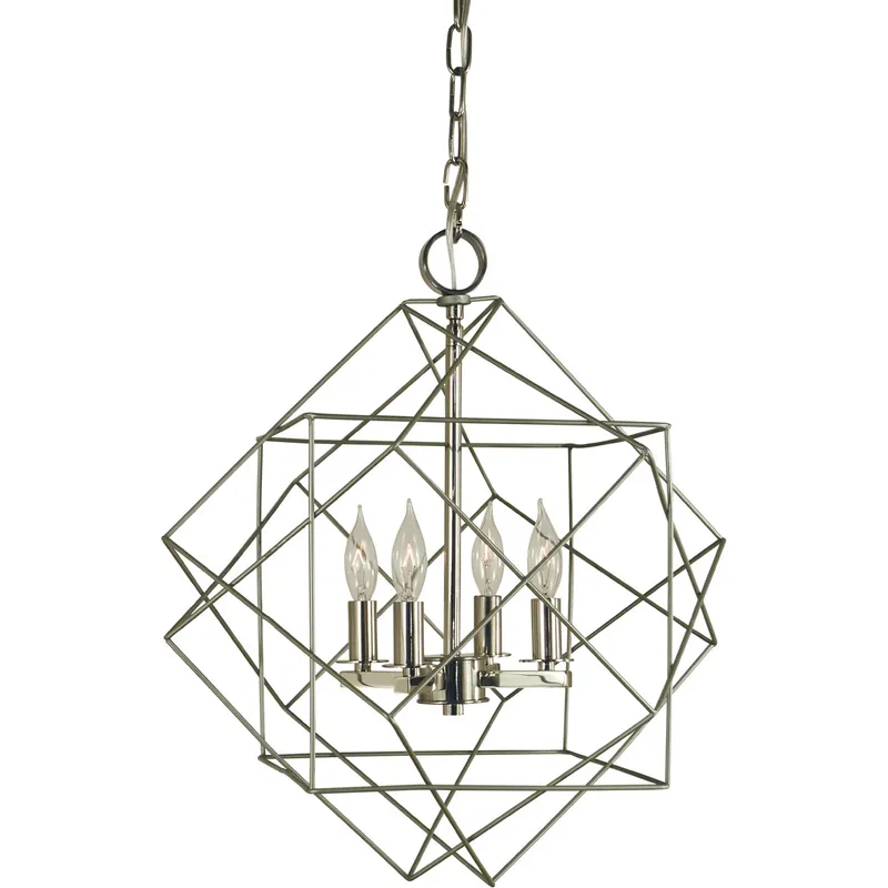 Etoile 4 Light 15 inch Satin Pewter with Polished Nickel Mini Chandelier Ceiling Light in Satin Pewter/Polished Nickel