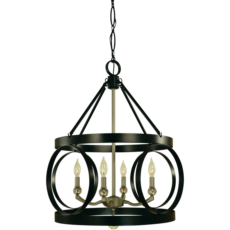 Amelia 4 Light 22 inch Matte Black with Satin Brass Dining Chandelier Ceiling Light