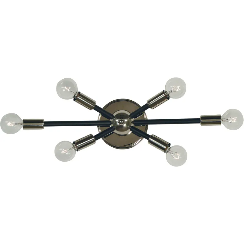 Simone 6 Light 22 inch Polished Nickel with Satin Pewter Accents Sconce Wall Light