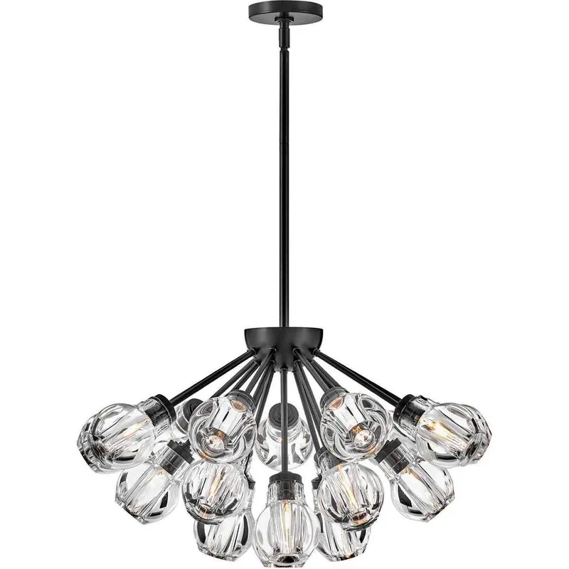 Elise LED 27.25 inch Black Chandelier Ceiling Light, Semi-Flush Mount