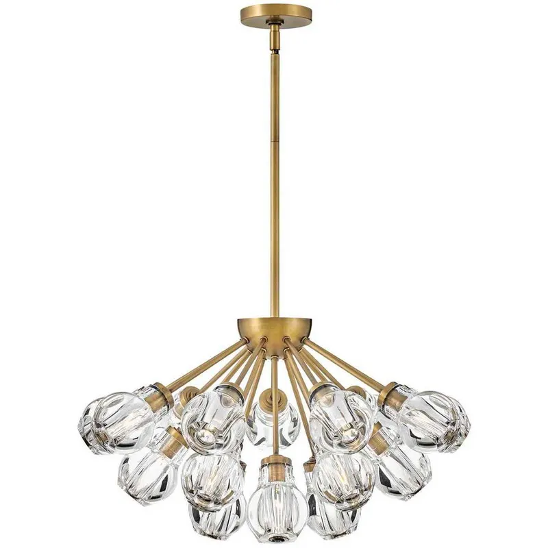 Elise LED 27.25 inch Heritage Brass Chandelier Ceiling Light, Semi-Flush Mount