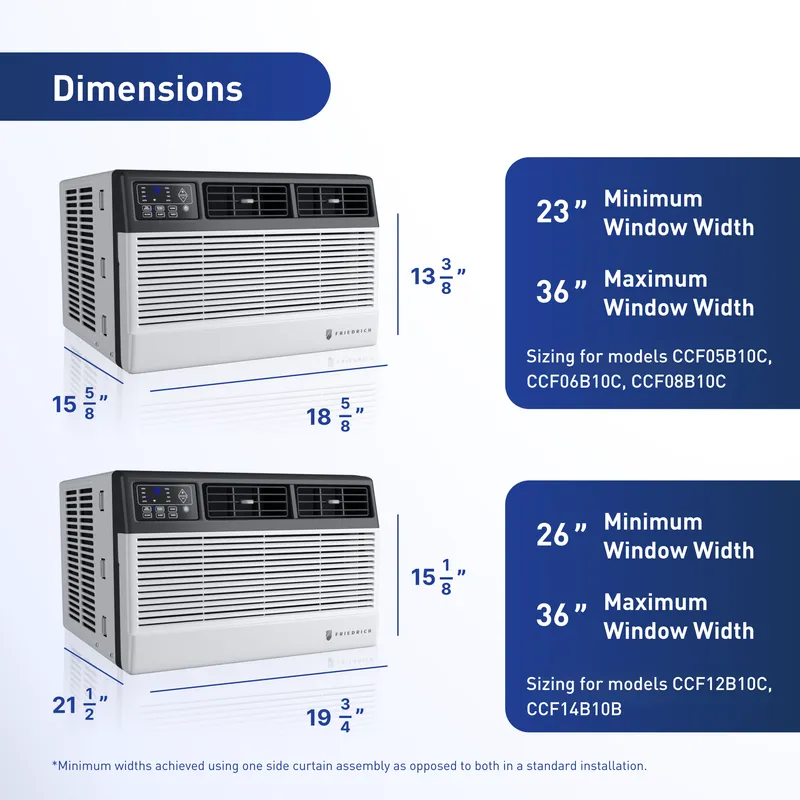 Friedrich CEW18B33B Chill Premier Smart Window Air Conditioner with Heat