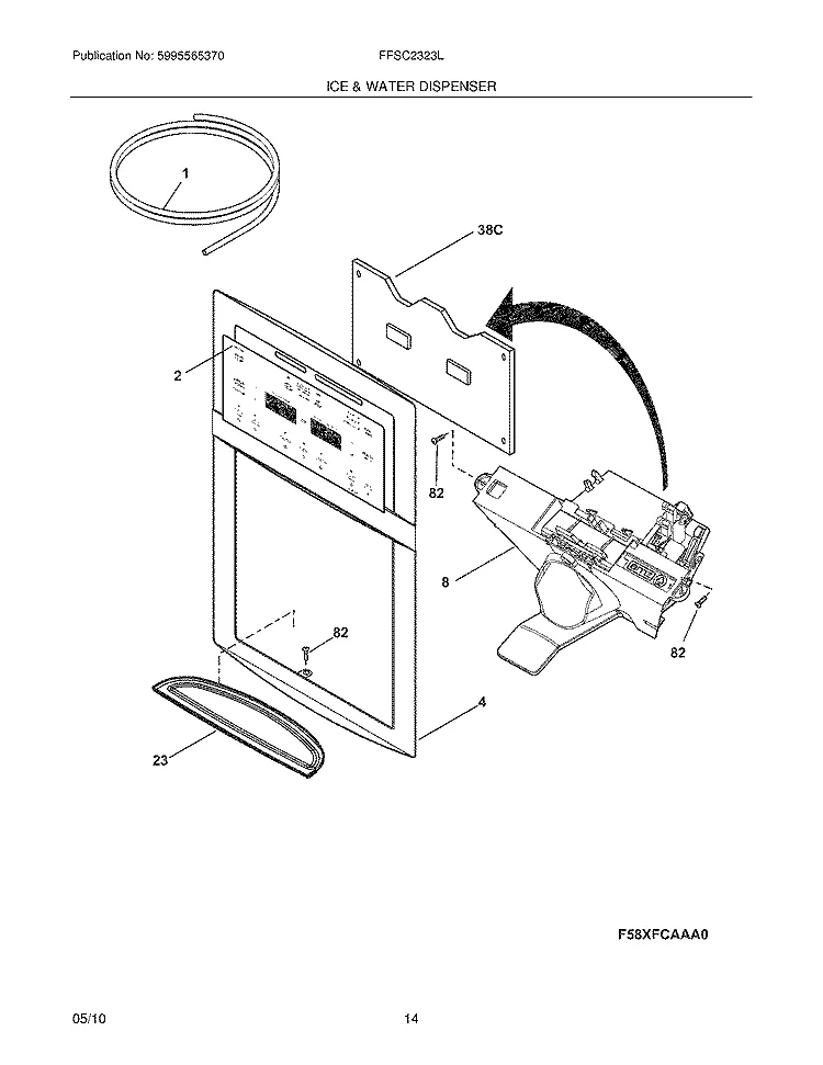 Frigidaire 242074214 module ice and water dispenser (each) 241753409
