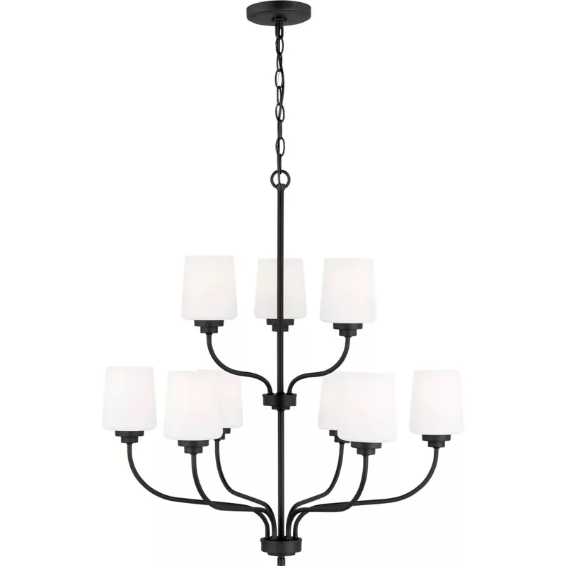Windom 9 Light 28 inch Midnight Black Chandelier Ceiling Light