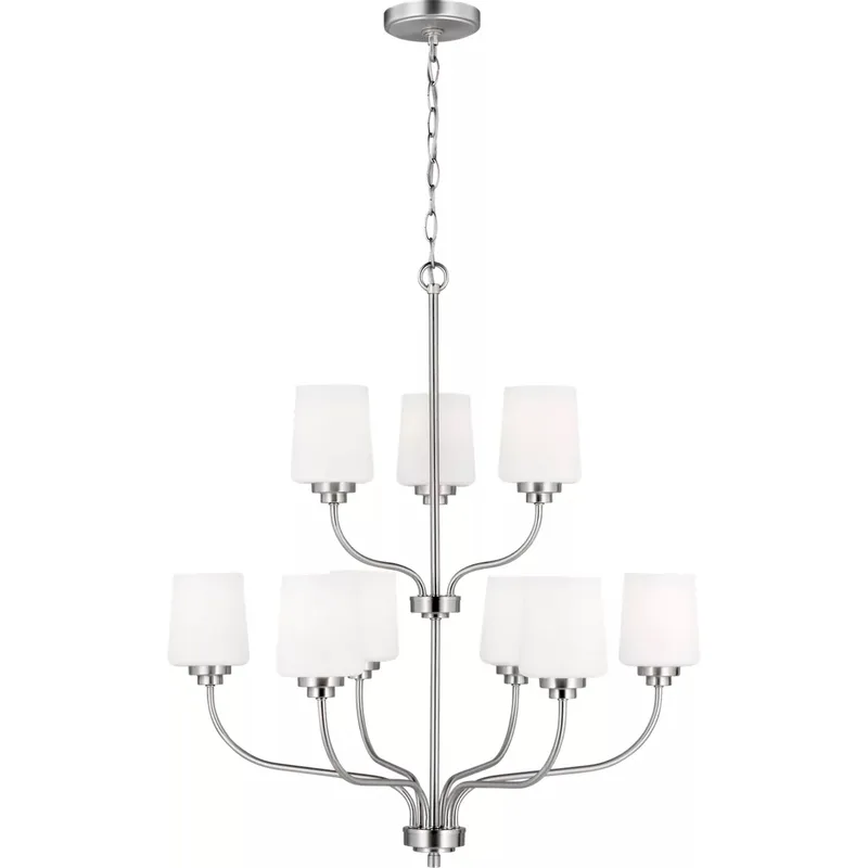 Windom 9 Light 28 inch Brushed Nickel Chandelier Ceiling Light