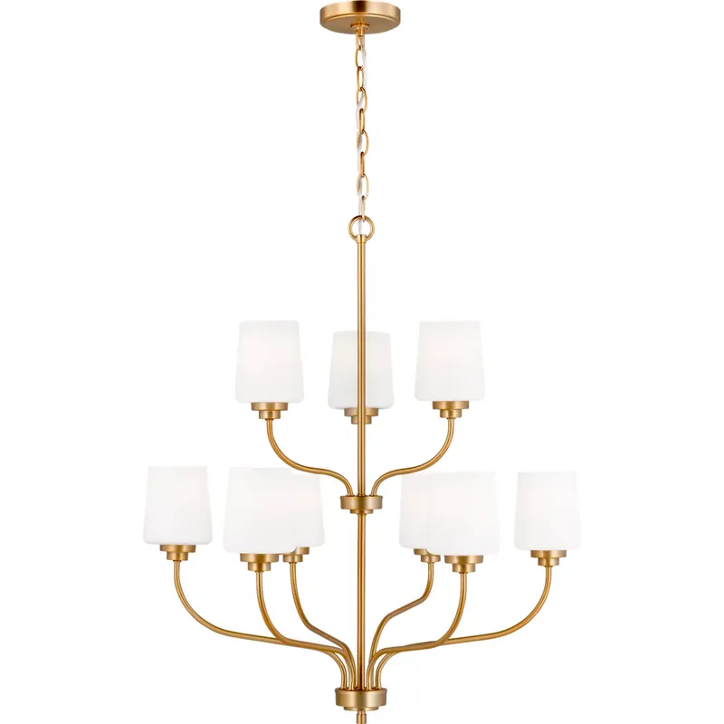 Windom 9 Light 28 inch Satin Brass Chandelier Ceiling Light