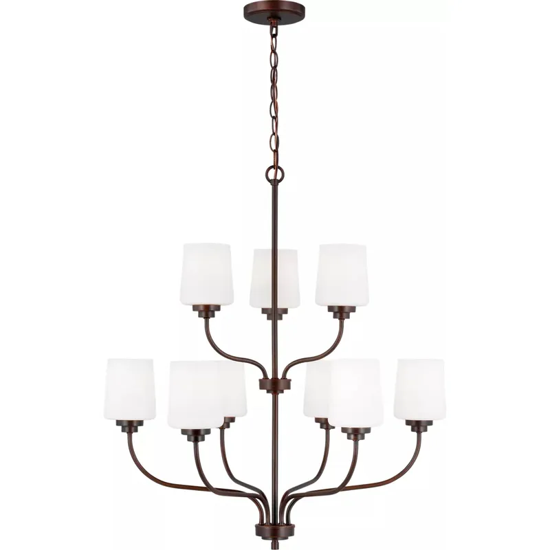 Windom 9 Light 28 inch Bronze Chandelier Ceiling Light in Burnt Sienna