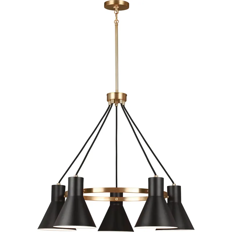 Towner 5 Light 29 inch Satin Brass Chandelier Ceiling Light