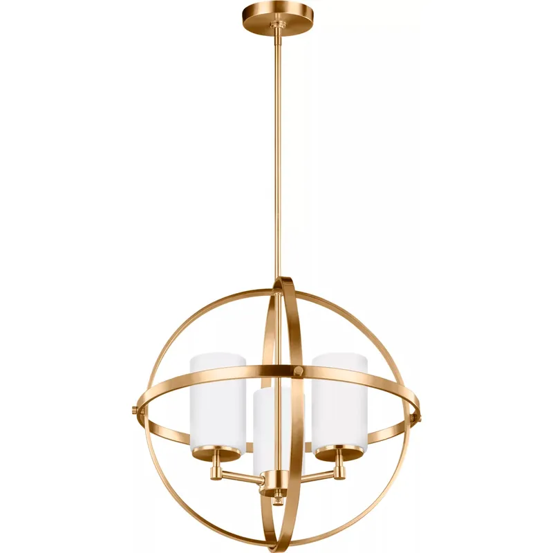 Alturas 3 Light 19 inch Satin Brass Chandelier Ceiling Light