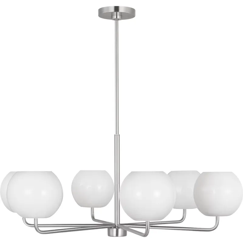 Rory 6 Light 35 inch Brushed Steel Chandelier Ceiling Light