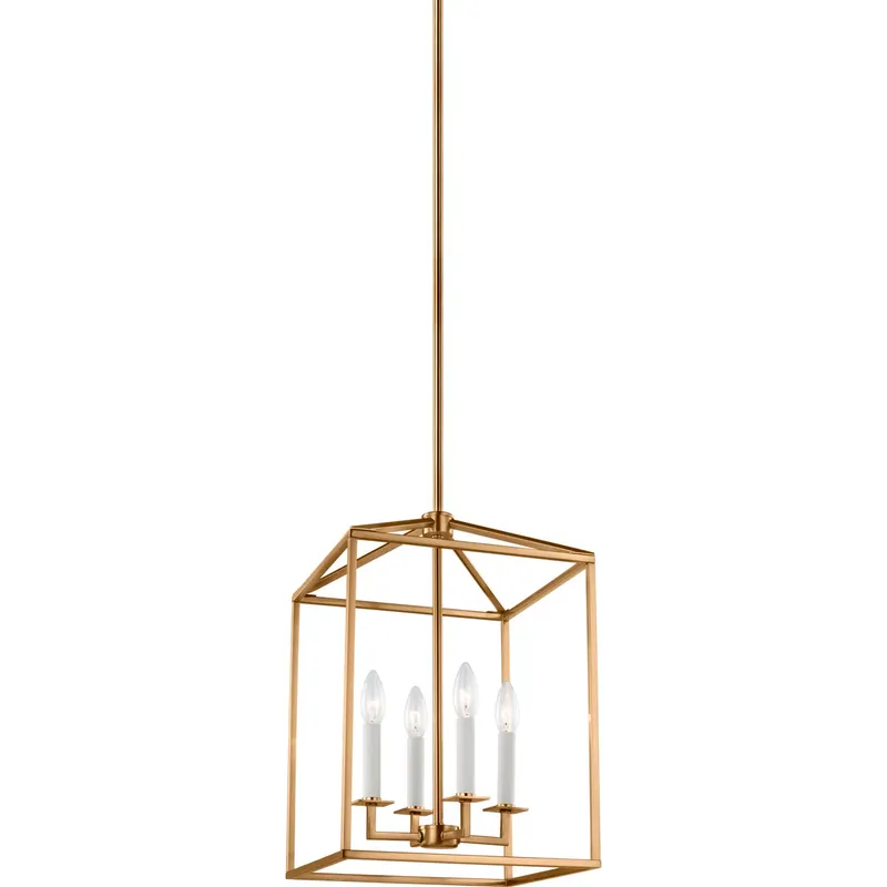 Perryton 4 Light 12.25 inch Satin Brass Foyer Pendant Ceiling Light, Small