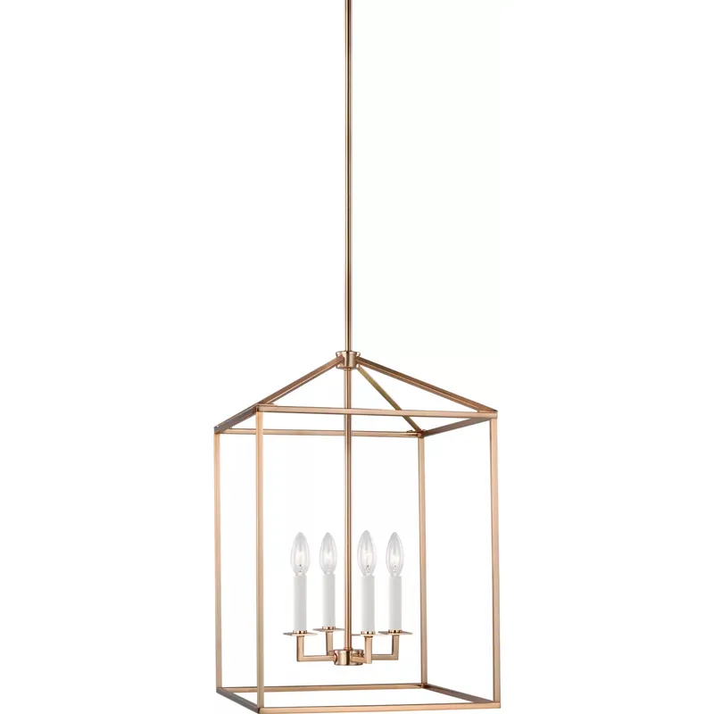 Perryton 4 Light 15.5 inch Satin Brass Foyer Pendant Ceiling Light, Medium
