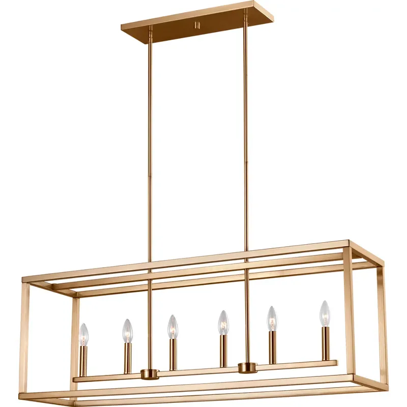 Moffet Street 6 Light 42 inch Satin Brass Island Pendant Ceiling Light