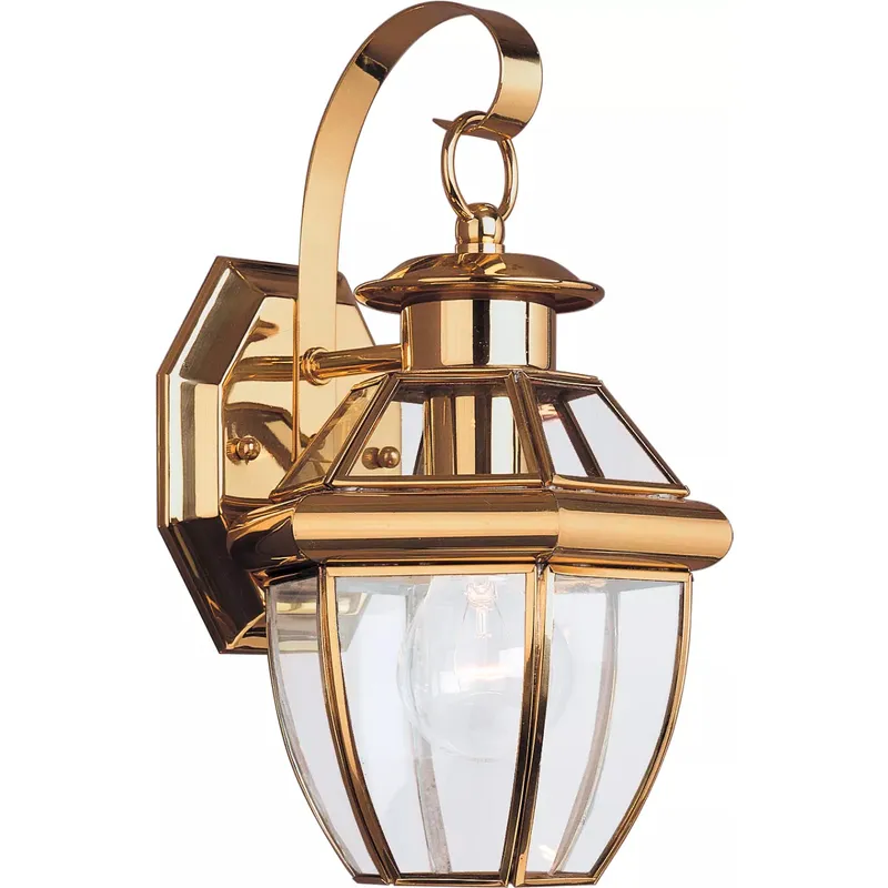 Lancaster 1 Light 12 inch Polished Brass Outdoor Wall Lantern, Small
