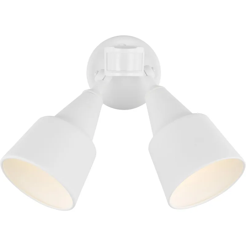 Flood Light 2 Light 12.5 inch White Outdoor Flood Light, with Photo and Motion Sensor