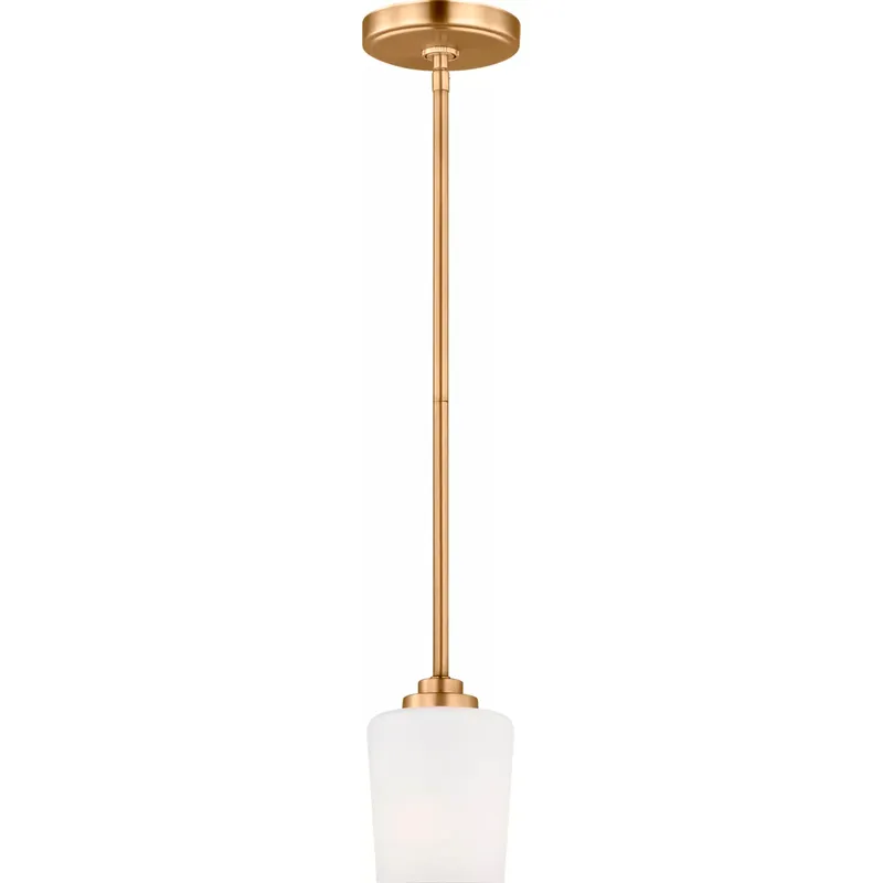 Windom 1 Light 4.25 inch Satin Brass Pendant Ceiling Light