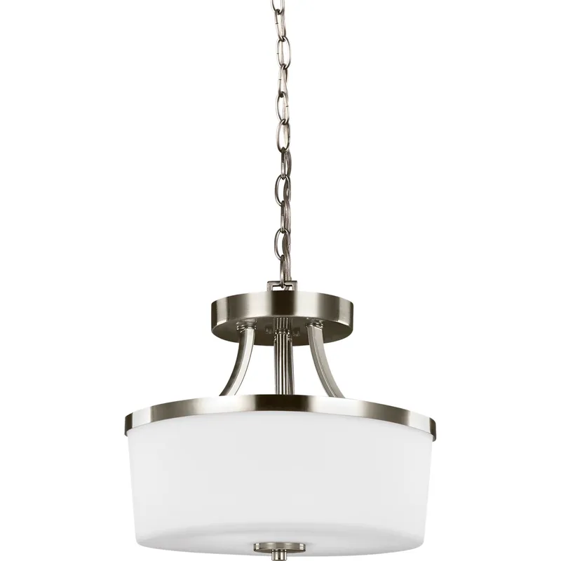 Hettinger 2 Light 13.25 inch Brushed Nickel Convertible Pendant Semi-Flush Ceiling Light