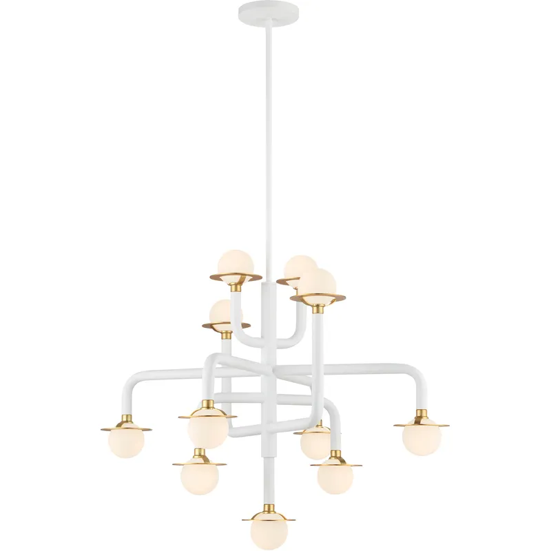 Tubular LED 29.38 inch Matte White W/Honey Gold Chandelier Ceiling Light