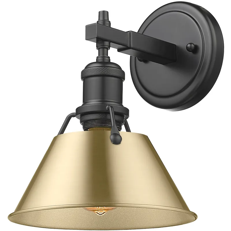 Yep Orwell Vanity Wall Light in Matte Black, Brushed Champagne Brass