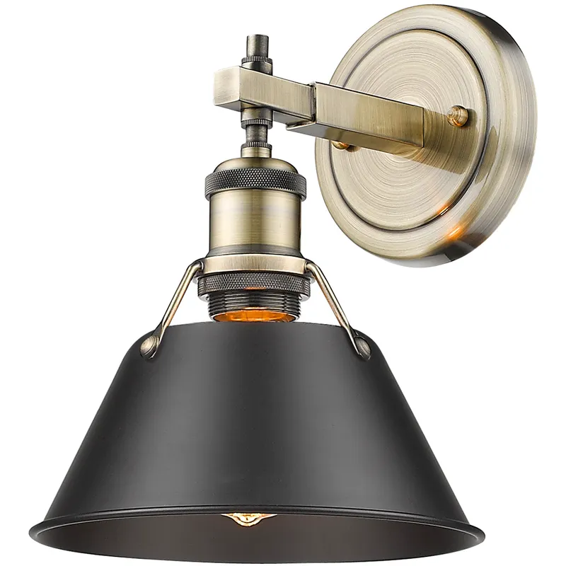 Yep Orwell Vanity Wall Light in Aged Brass, Matte Black