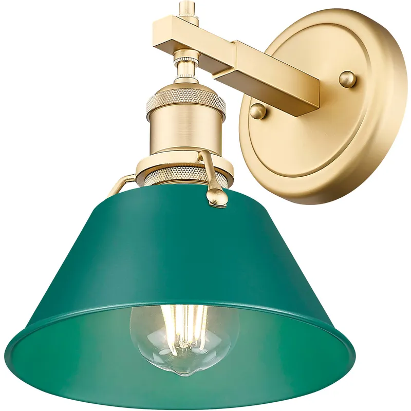Yep Orwell Vanity Wall Light in Brushed Champagne Brass, Pine Green