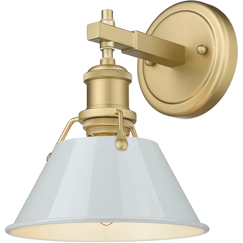 Yep Orwell Vanity Wall Light in Brushed Champagne Brass, Dusky Blue