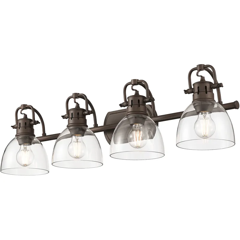 Yep Duncan Vanity Wall Light in Rubbed Bronze, Clear Glass