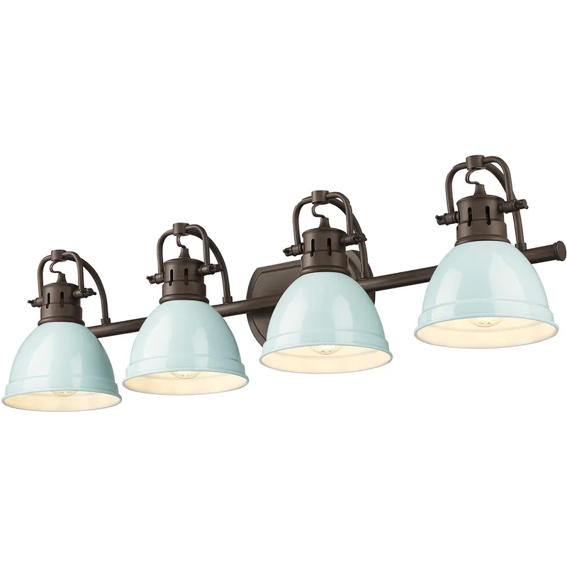 Yep Duncan Vanity Wall Light in Rubbed Bronze, Seafoam