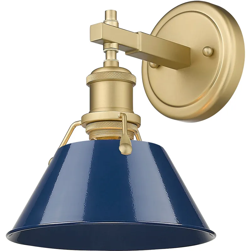 Yep Orwell Vanity Wall Light in Navy, Brushed Champagne Brass