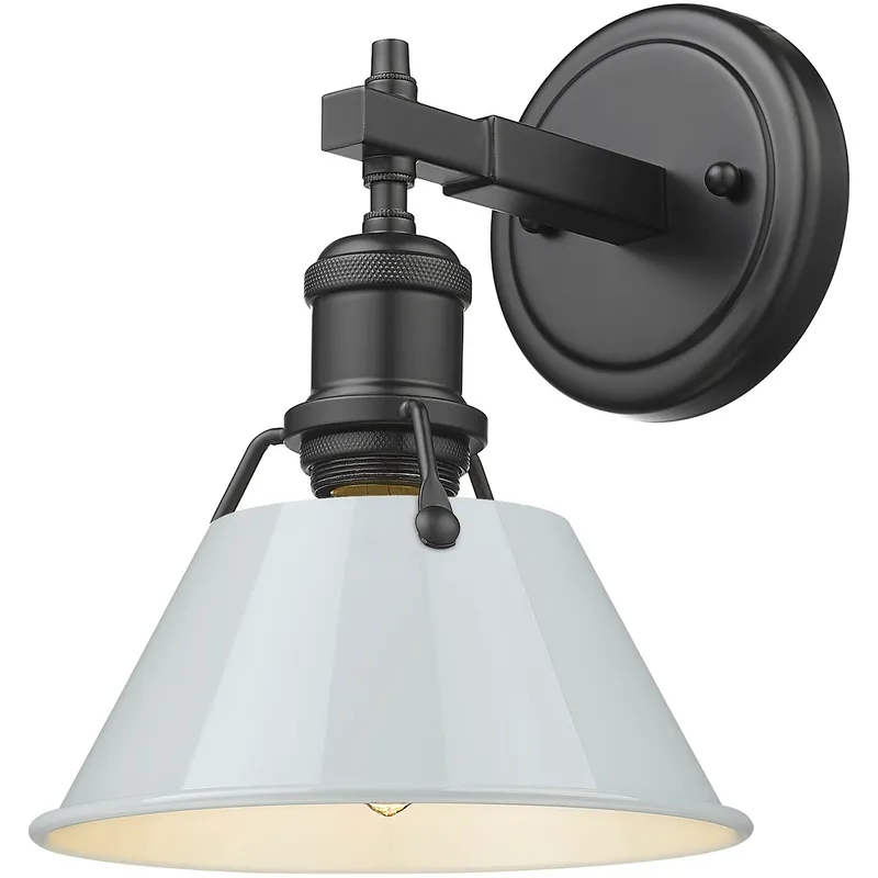 Yep Orwell Vanity Wall Light in Matte Black, Dusky Blue
