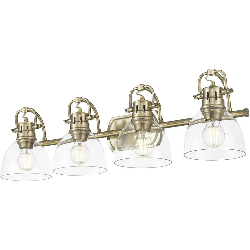 Yep Duncan Vanity Wall Light in Aged Brass, Clear Glass