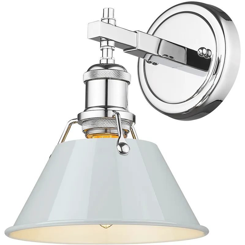 Yep Orwell Vanity Wall Light in Chrome, Dusky Blue
