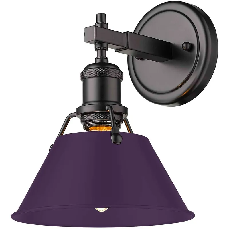 Yep Orwell Vanity Wall Light in Matte Black, Exotic Purple