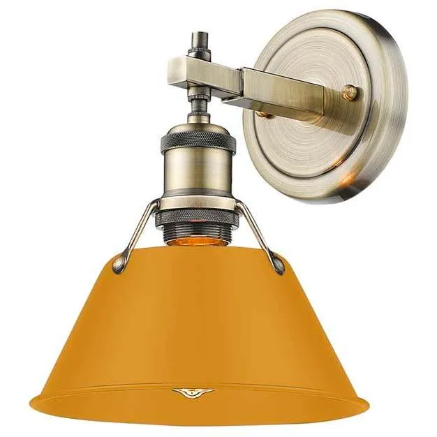 Yep Orwell Vanity Wall Light in Aged Brass, Auric Yellow